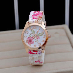 Hot relogio feminino erkek kol saati  reloj mujer wrist watch  women Flower Printed Silicone  Quartz Watch  Essential