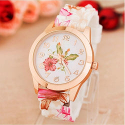 Hot relogio feminino erkek kol saati  reloj mujer wrist watch  women Flower Printed Silicone  Quartz Watch  Essential