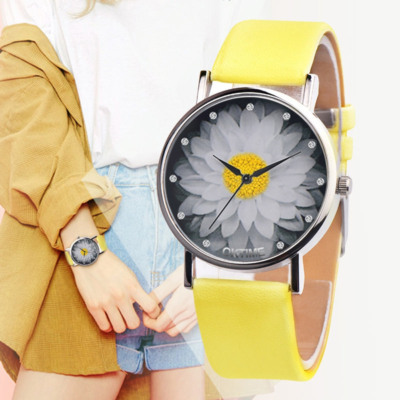 New Fashion Ladies Watch Womens Flower Casual Leather Analog Quartz Wrist Watches Quartz Clock Gifts Relogio Feminino 2018  A65