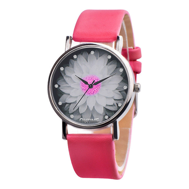 New Fashion Ladies Watch Womens Flower Casual Leather Analog Quartz Wrist Watches Quartz Clock Gifts Relogio Feminino 2018  A65