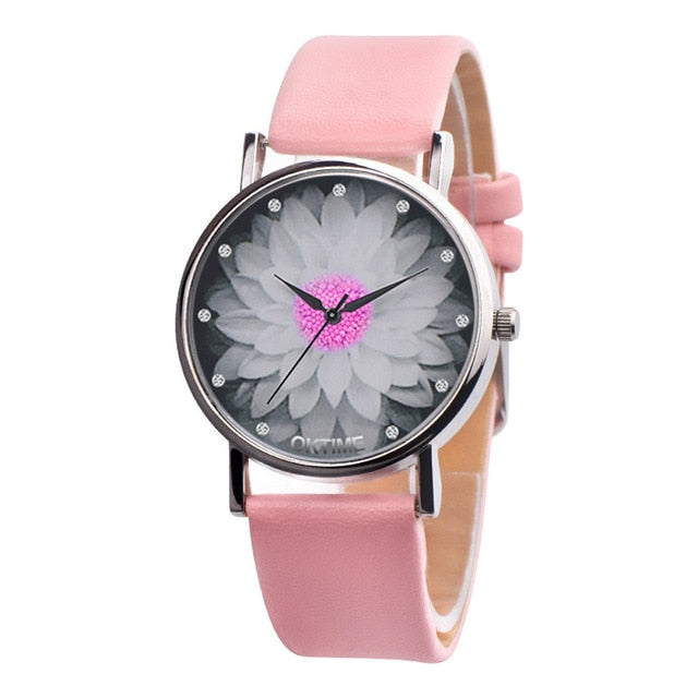 New Fashion Ladies Watch Womens Flower Casual Leather Analog Quartz Wrist Watches Quartz Clock Gifts Relogio Feminino 2018  A65