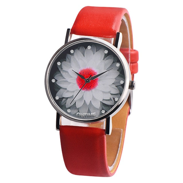New Fashion Ladies Watch Womens Flower Casual Leather Analog Quartz Wrist Watches Quartz Clock Gifts Relogio Feminino 2018  A65