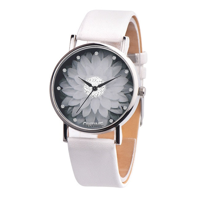 New Fashion Ladies Watch Womens Flower Casual Leather Analog Quartz Wrist Watches Quartz Clock Gifts Relogio Feminino 2018  A65