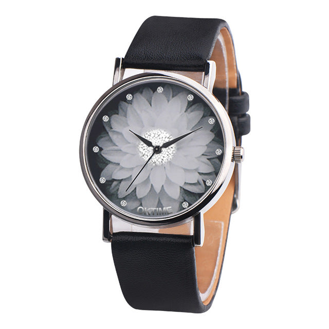 New Fashion Ladies Watch Womens Flower Casual Leather Analog Quartz Wrist Watches Quartz Clock Gifts Relogio Feminino 2018  A65