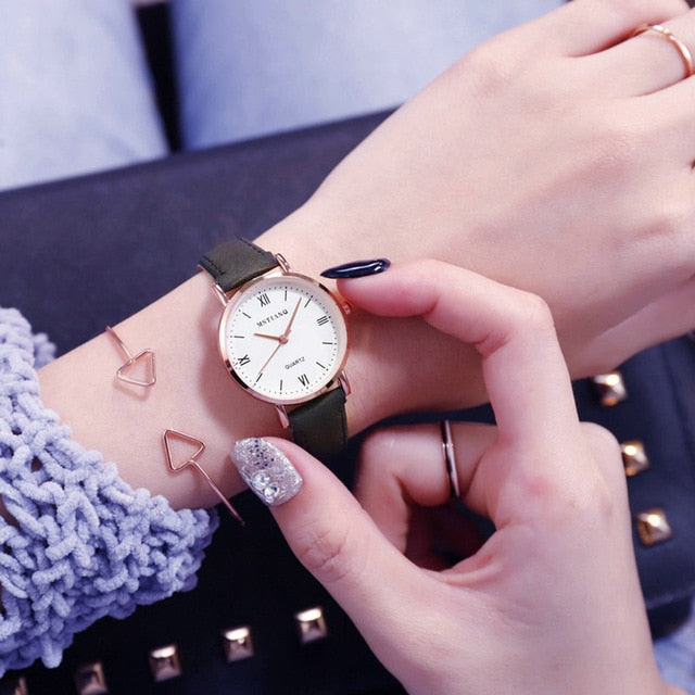 2019 Luxury Brand Women's Watch Simple Style Leather Band Quartz Watch Fashion Wristwatch Ladies Watches Clock For Women