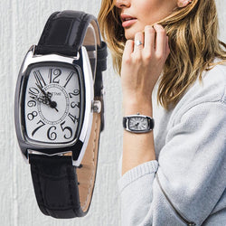 OKTIME Fashion Casual Chic Retangle Womens Leather Band Analog Alloy Quartz Wrist watch women luxury brand famous bayan saat
