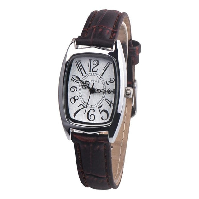 OKTIME Fashion Casual Chic Retangle Womens Leather Band Analog Alloy Quartz Wrist watch women luxury brand famous bayan saat