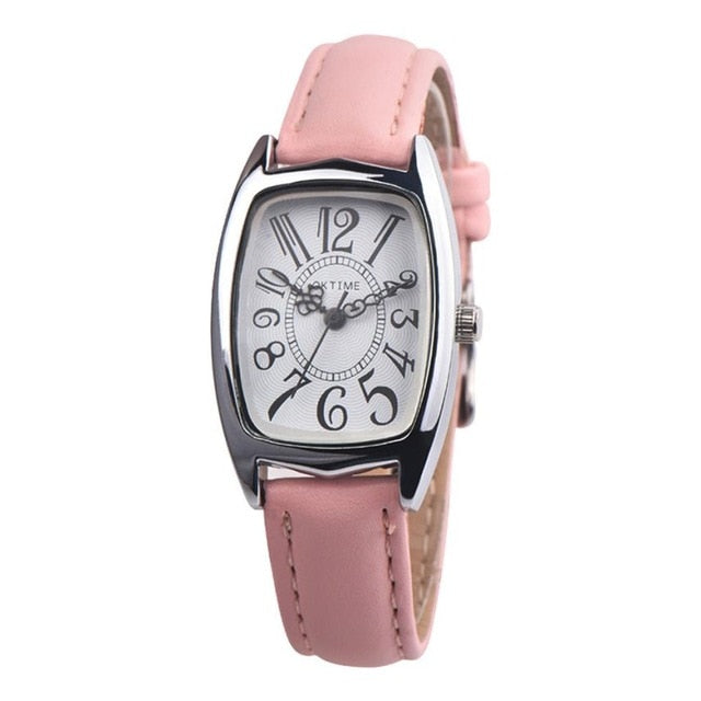 OKTIME Fashion Casual Chic Retangle Womens Leather Band Analog Alloy Quartz Wrist watch women luxury brand famous bayan saat