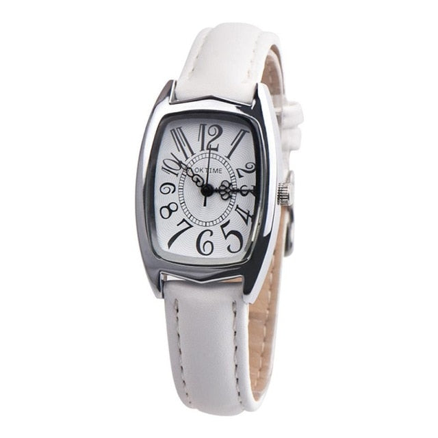 OKTIME Fashion Casual Chic Retangle Womens Leather Band Analog Alloy Quartz Wrist watch women luxury brand famous bayan saat